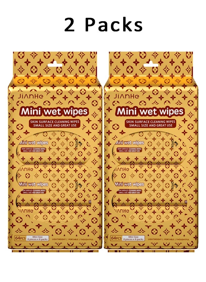 Portable Mini Baby Wipes - 16 Packs (8 Packs × 2 Bundles) | EDI Purified Water 7-Stage Purification | Xylitol + Vitamin E | Safe for Hands & Mouth | Gentle Formula - Image 1